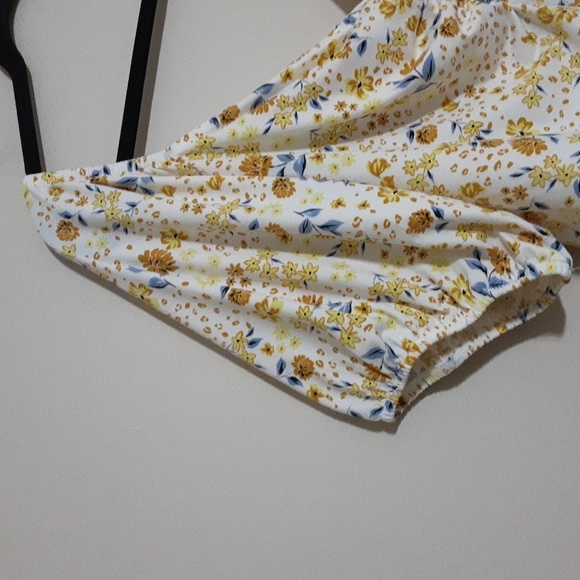 Eloquii Floral Women's Top Blouse Butter Yellow Blue 20 Off Shoulder Fairy Boho - Picture 3 of 8